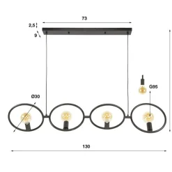 Kalfort Hanglampen|Finn 4-lichts Hanglamp Artic zwart