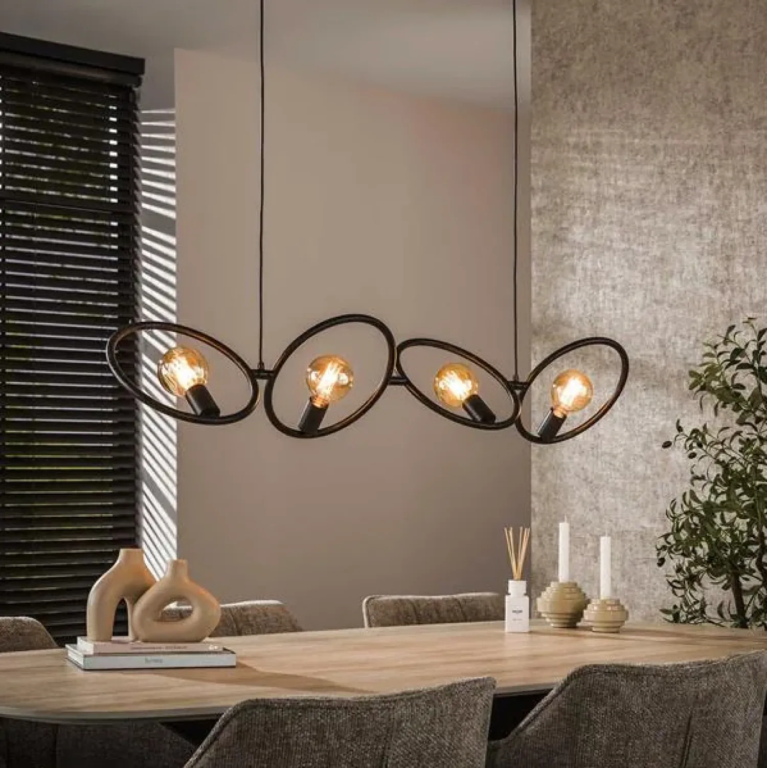 Kalfort Hanglampen|Finn 4-lichts Hanglamp Artic zwart
