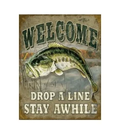 Metal Signs Metalen Borden|Fishing, drop a line - metalen bord
