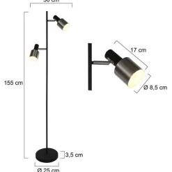 Steinmex Vloerlampen|Fjorgard vloerlamp 2-lichts zwart