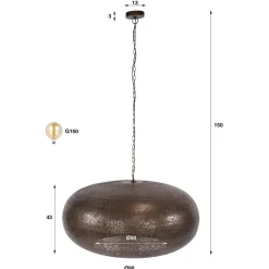 Kalfort Hanglampen|Florida 1-lichts Hanglamp XL koper 90cm