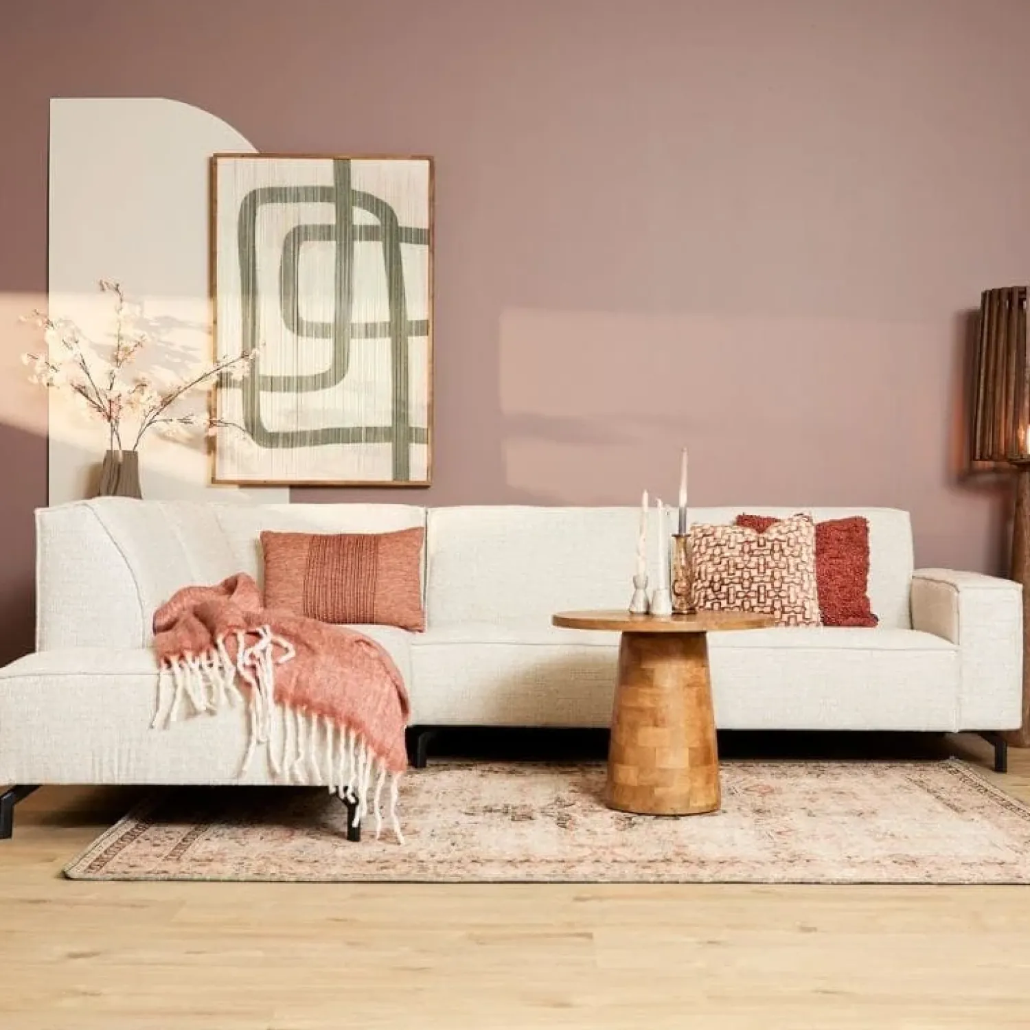 Furndea Hoekbanken|Floris Hoekbank 2,5 zits + Divan Links Beige Stof