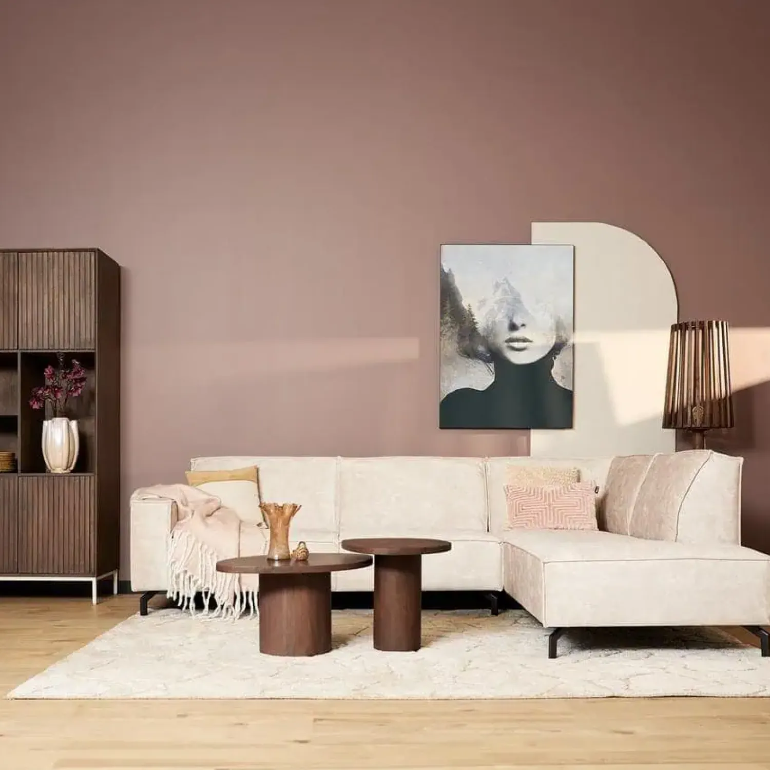 Furndea Hoekbanken|Floris Hoekbank 2,5 zits + Divan Rechts Beige Velvet