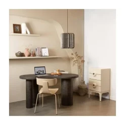 WOOOD Eetkamerstoelen|Form Eetkamerstoel hout met metalen poot zand