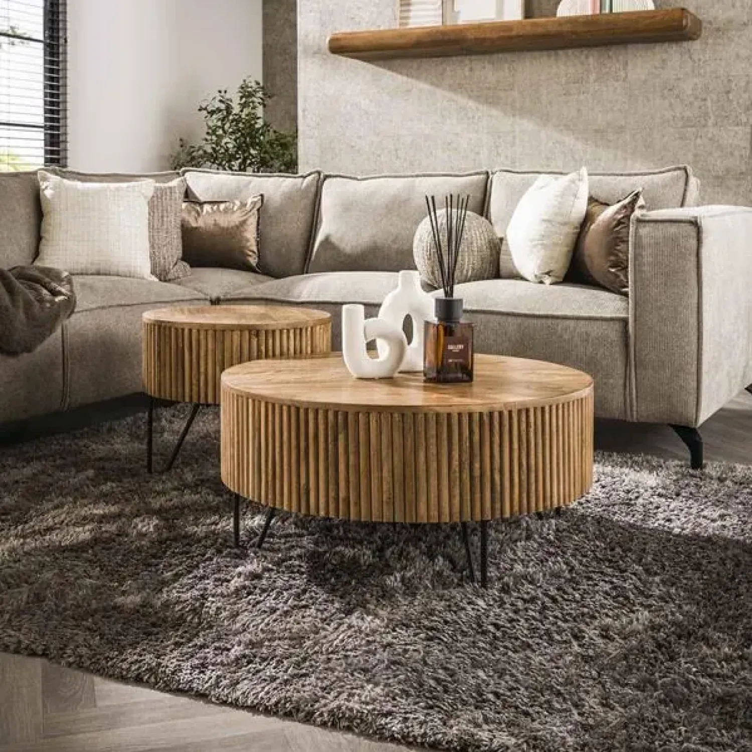 Kalfort Salontafels|Francis Salontafel set van 2 rond Mangohout