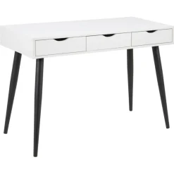 Nordhavn Bureautafels|Freya Bureau Wit met zwarte poten 110cm