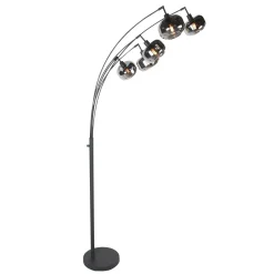 Steinmex Booglampen|Gabriella 5-lichts Booglamp Smoke Glas