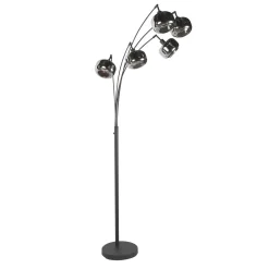 Steinmex Booglampen|Gabriella 5-lichts Booglamp Smoke Glas