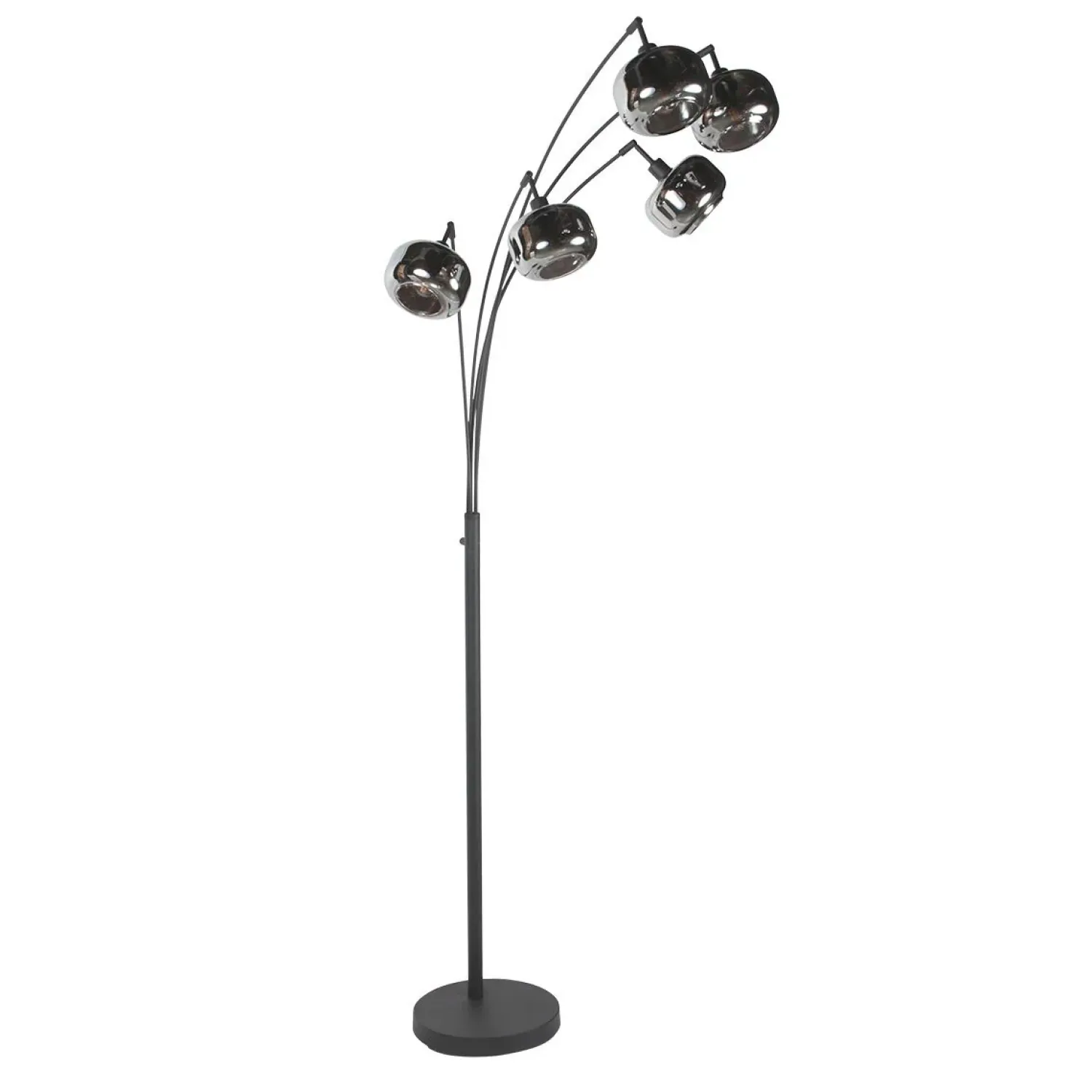 Steinmex Booglampen|Gabriella 5-lichts Booglamp Smoke Glas