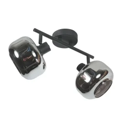 Steinmex Plafondlampen|Gabriella 2-lichts Plafondlamp Smoke Glas