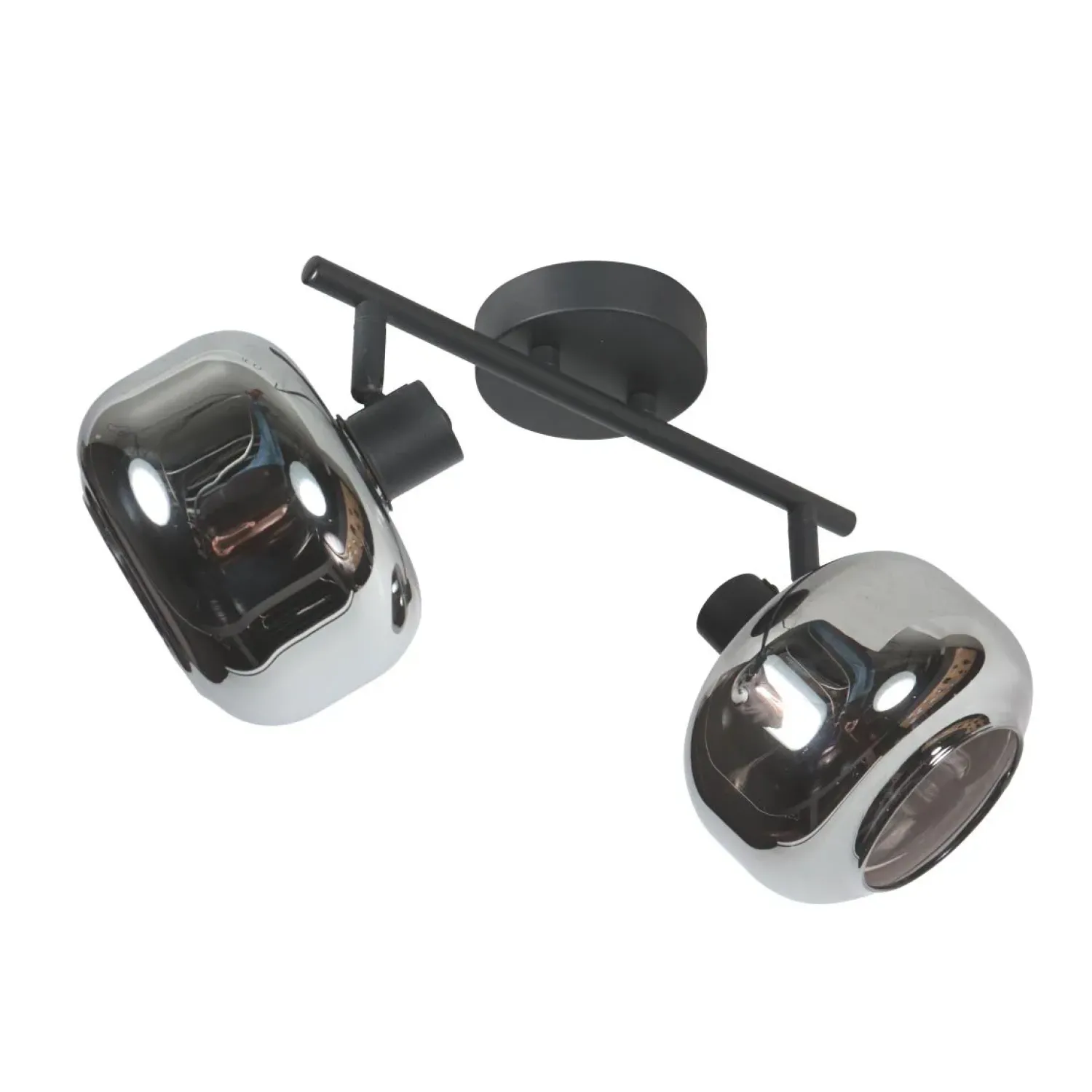 Steinmex Plafondlampen|Gabriella 2-lichts Plafondlamp Smoke Glas