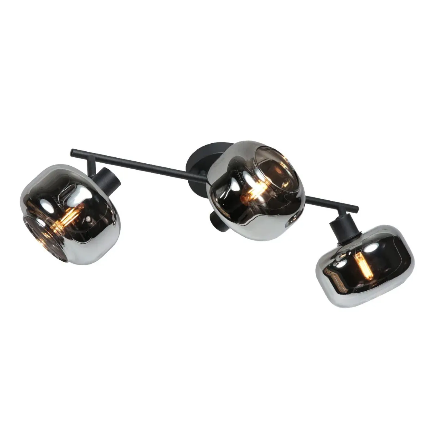 Steinmex Plafondlampen|Gabriella 3-lichts Plafondlamp Smoke Glas