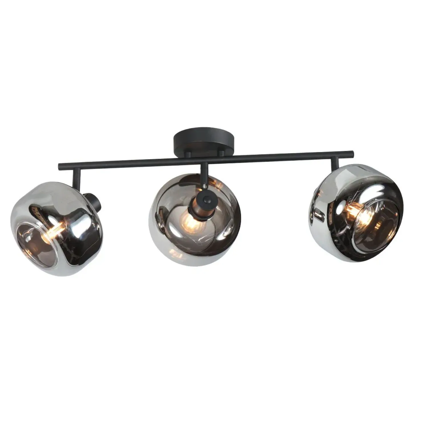 Steinmex Plafondlampen|Gabriella 3-lichts Plafondlamp Smoke Glas