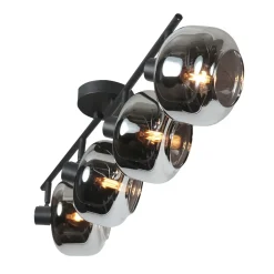Steinmex Plafondlampen|Gabriella 4-lichts Plafondlamp Smoke Glas