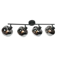 Steinmex Plafondlampen|Gabriella 4-lichts Plafondlamp Smoke Glas