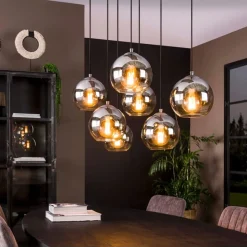 Kalfort Hanglampen|Glazen Hanglamp|Galsa 7-lichts hanglamp industrieel