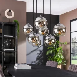Kalfort Hanglampen|Glazen Hanglamp|Galsa 7-lichts hanglamp industrieel