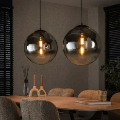 Kalfort Hanglampen|Glazen Hanglamp|Galsa 2-lichts Hanglamp XL smoke zwart