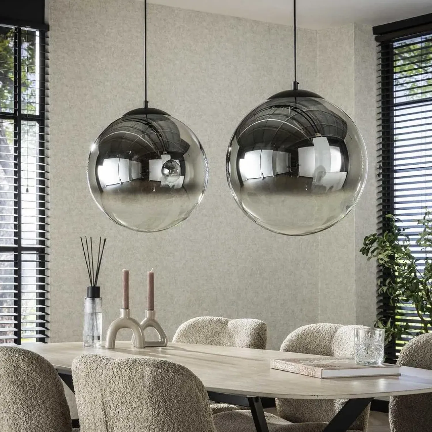 Kalfort Hanglampen|Glazen Hanglamp|Galsa 2-lichts Hanglamp XL smoke zwart