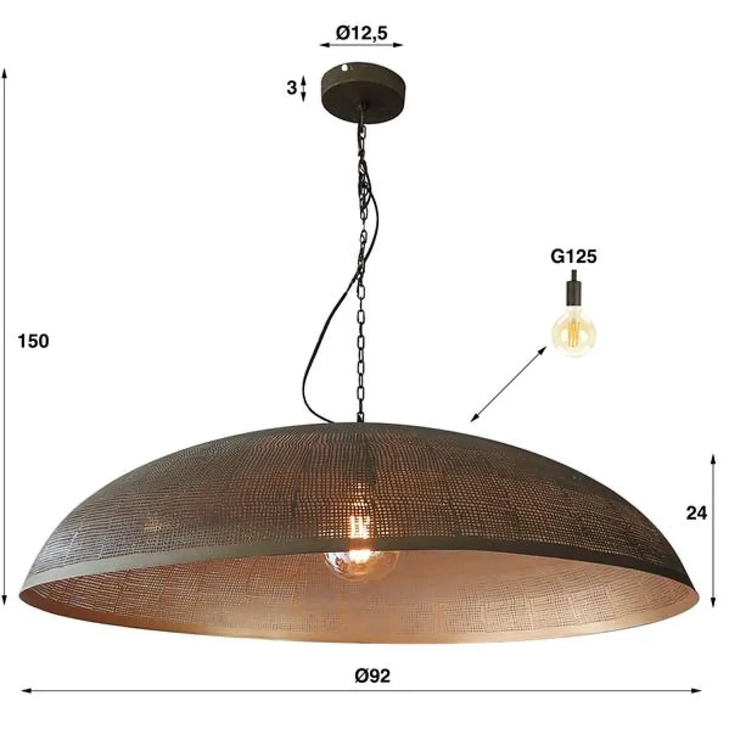 Kalfort Hanglampen|Gemini Hanglamp 90cm Brons antiek
