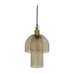 WOOOD Hanglampen|Glazen Hanglamp|Gigi 1-lichts Hanglamp dubbele kap gehamerd glas naturel