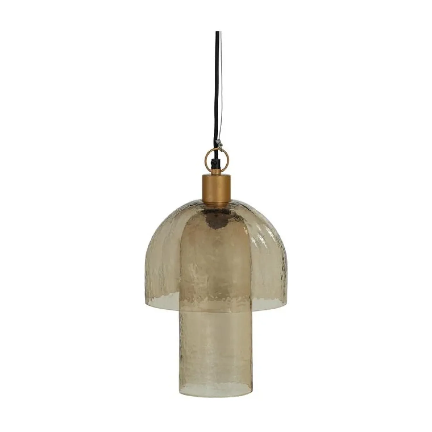 WOOOD Hanglampen|Glazen Hanglamp|Gigi 1-lichts Hanglamp dubbele kap gehamerd glas naturel