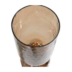 WOOOD Tafellampen|Gigi 1-lichts Tafellamp gehamerd glas bruin 51cm