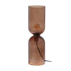 WOOOD Tafellampen|Gigi 1-lichts Tafellamp gehamerd glas bruin 51cm