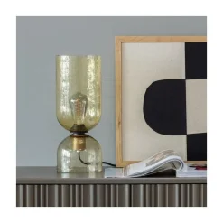 WOOOD Tafellampen|Gigi 1-lichts Tafellamp gehamerd glas naturel 38cm
