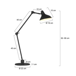 Steinmex Bureaulampen|Gijs 1-lichts Bureaulamp Zwart