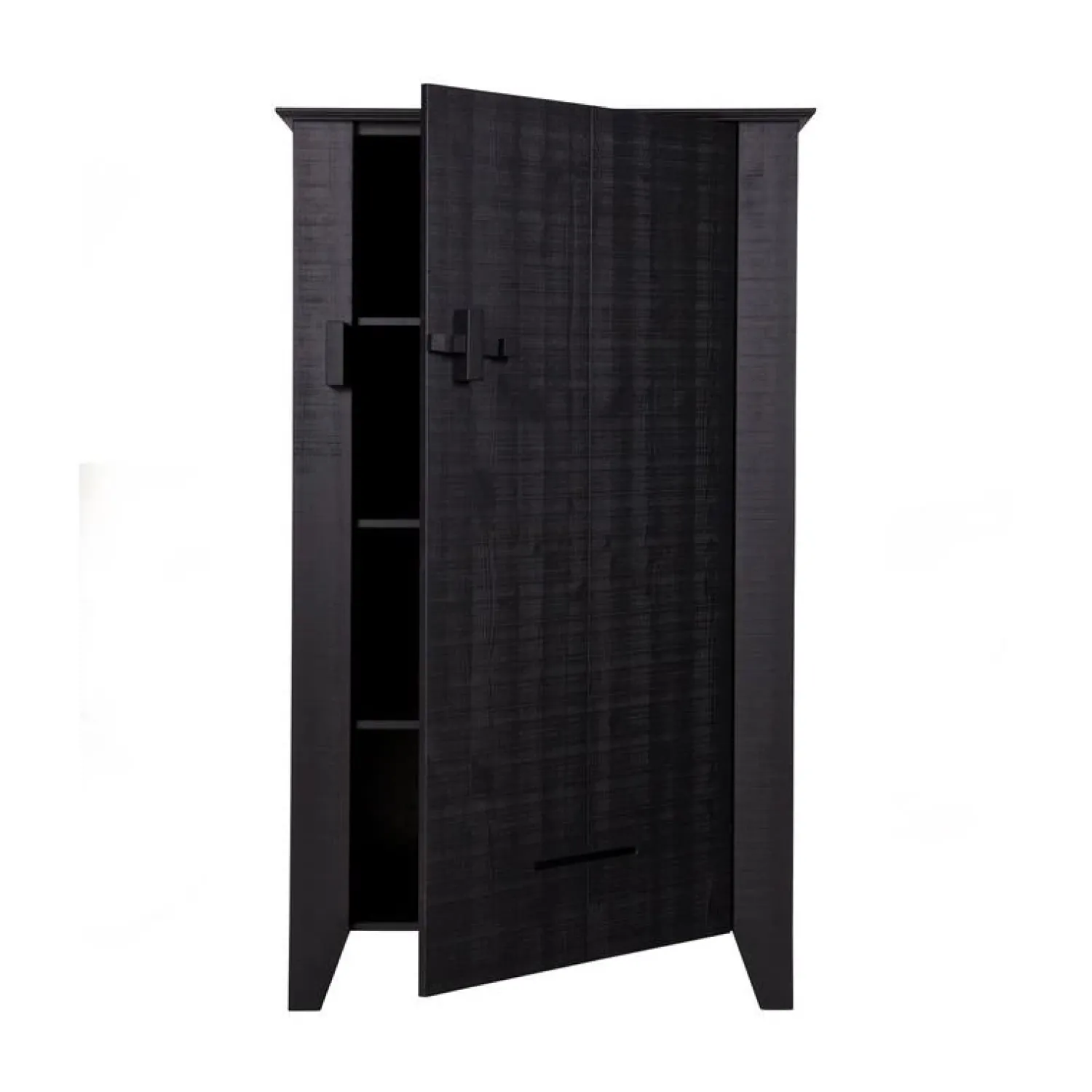 WOOOD Wandkasten|Industriele Kasten|Gijs Wandkast bezaagd grenen zwart 85cm