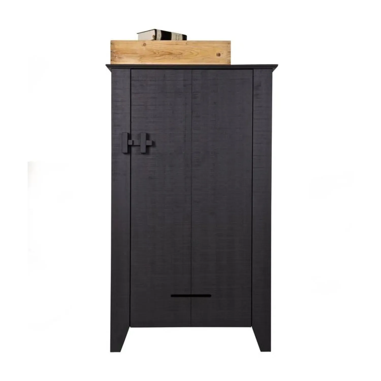 WOOOD Wandkasten|Industriele Kasten|Gijs Wandkast bezaagd grenen zwart 85cm