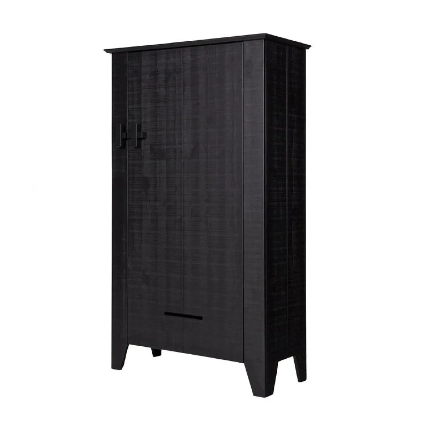 WOOOD Wandkasten|Industriele Kasten|Gijs Wandkast bezaagd grenen zwart 85cm
