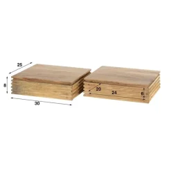 Kalfort Nachtkastjes|Industriele Kasten|Gina Zwevend Nachtkastje set van 2 acaciahout 30cm