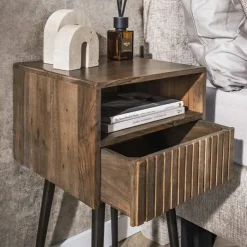 Kalfort Nachtkastjes|Industriele Kasten|Giorgia Nachtkastje 1 lade Acaciahout Bruin 35cm