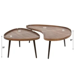 Kalfort Salontafels|Giorgia Salontafel set van 2 organisch Acaciahout Bruin 103cm