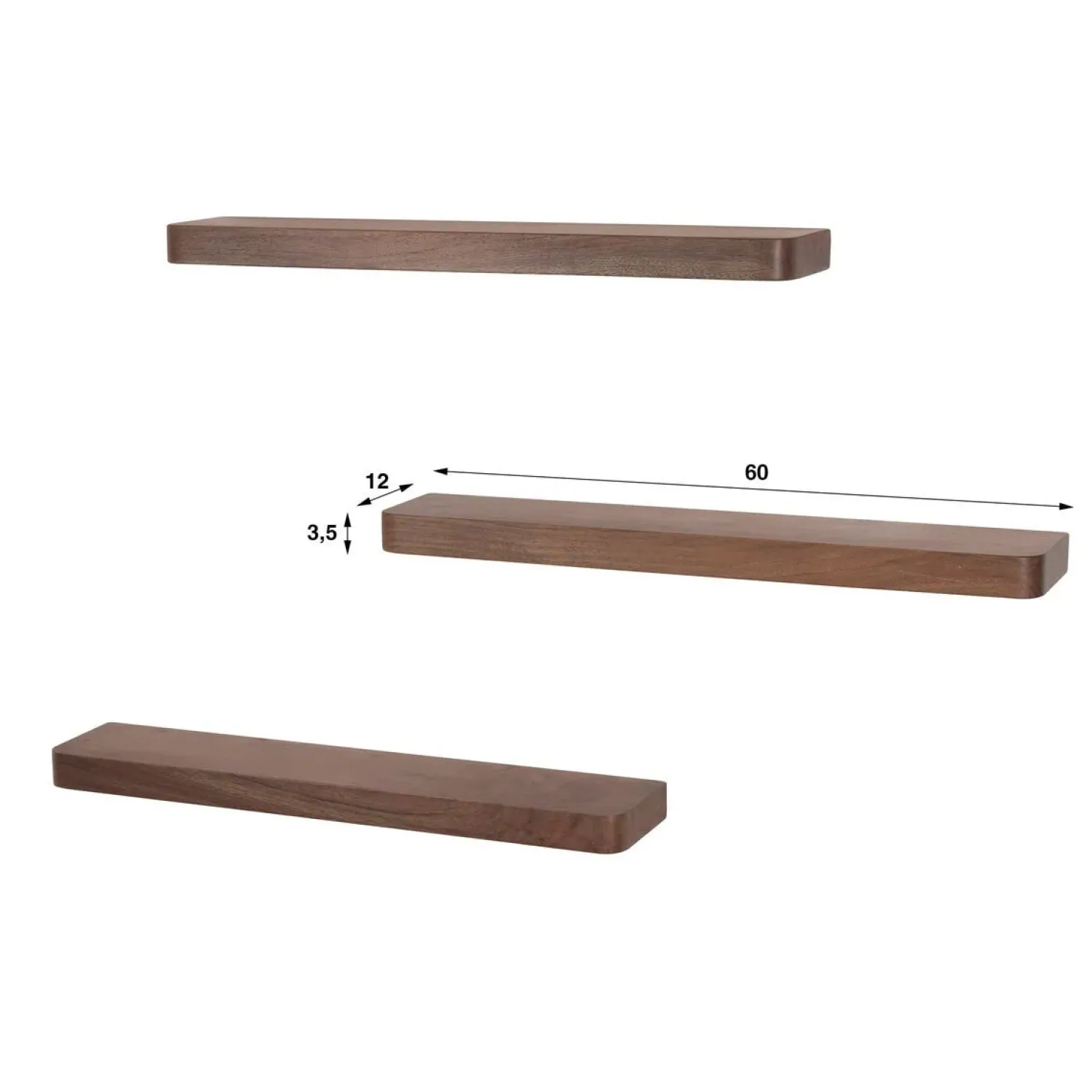 Kalfort Wandplanken|Wandplanken|Giorgia Wandplank Acaciahout set van 3 60cm
