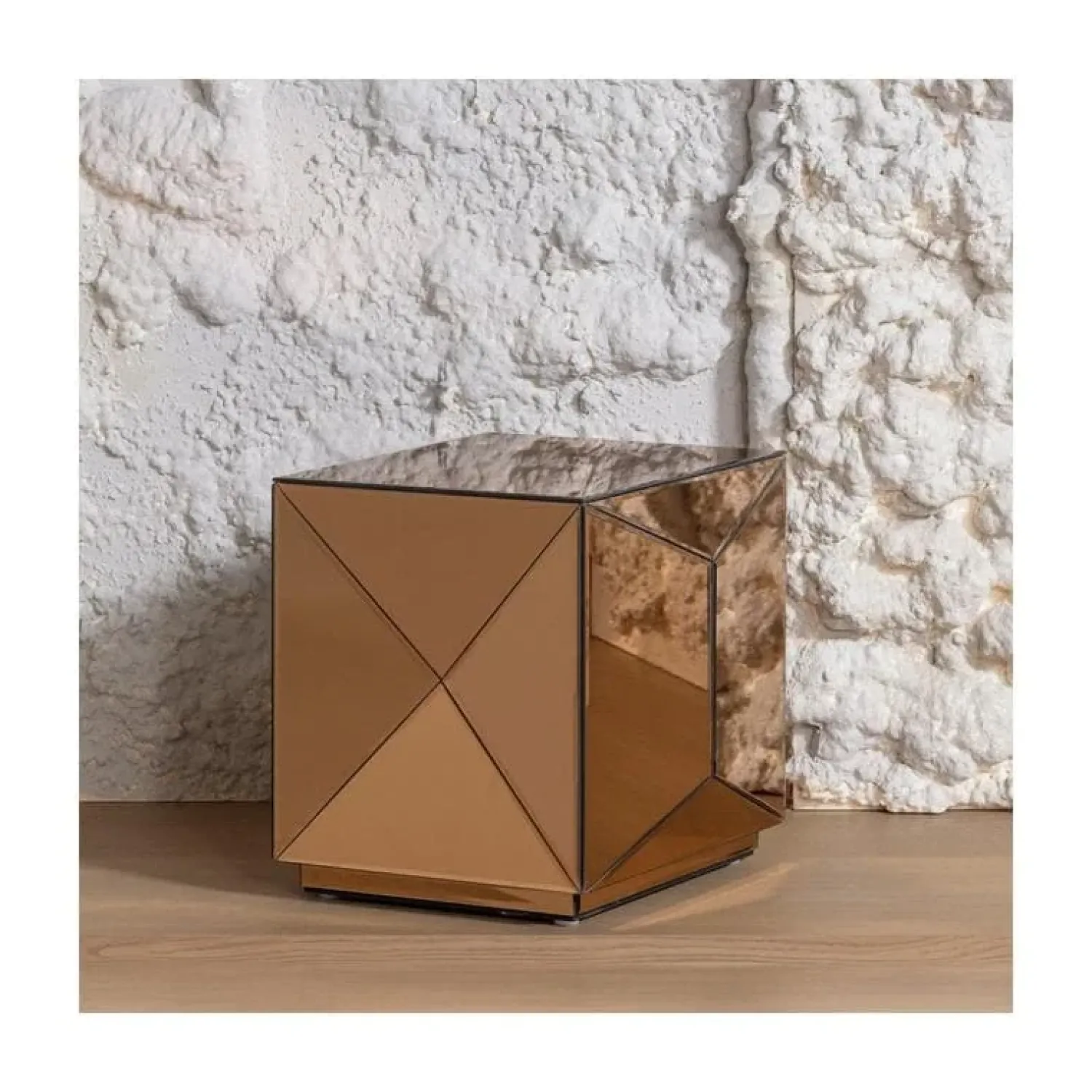 WOOOD Bijzettafels|Glintz Bijzettafel Spiegelglas Bruin 40cm