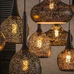 Kalfort Hanglampen|Goldberg 7-lichts Hanglamp Zwart