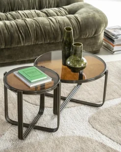 By Boo Bijzettafels|Groovy Bijzettafel rond Bruin 42cm