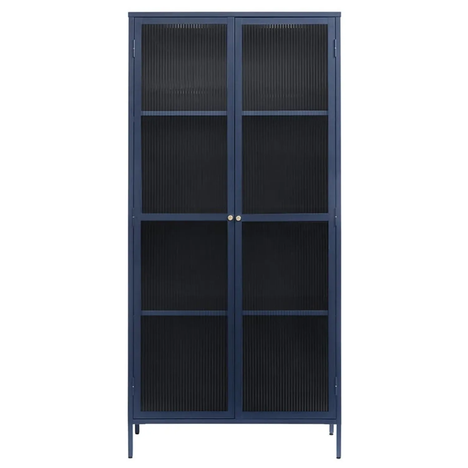 LykkeHome Boekenkasten|Vakkenkasten|Gulltop vitrinekast blauw metaal 190cm