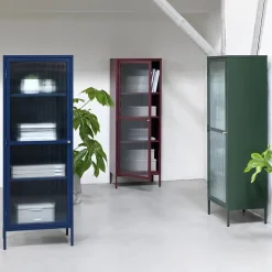 LykkeHome Boekenkasten|Vakkenkasten|Gulltop vitrinekast blauw metaal 160cm