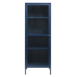 LykkeHome Boekenkasten|Vakkenkasten|Gulltop vitrinekast blauw metaal 160cm