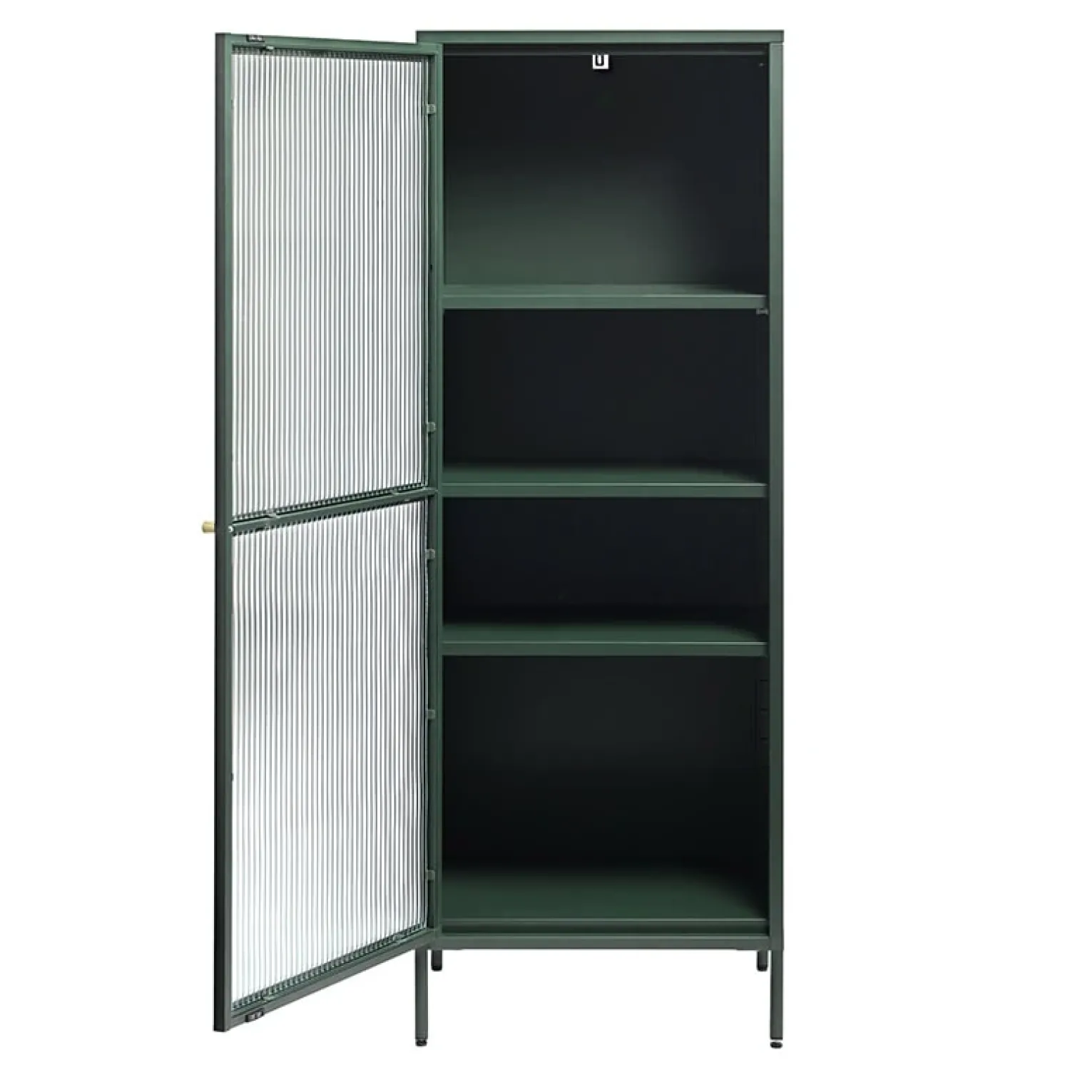 LykkeHome Boekenkasten|Vakkenkasten|Gulltop vitrinekast groen metaal 160cm