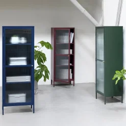 LykkeHome Boekenkasten|Vakkenkasten|Gulltop vitrinekast groen metaal 160cm