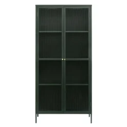 LykkeHome Boekenkasten|Vakkenkasten|Gulltop vitrinekast groen metaal 190cm