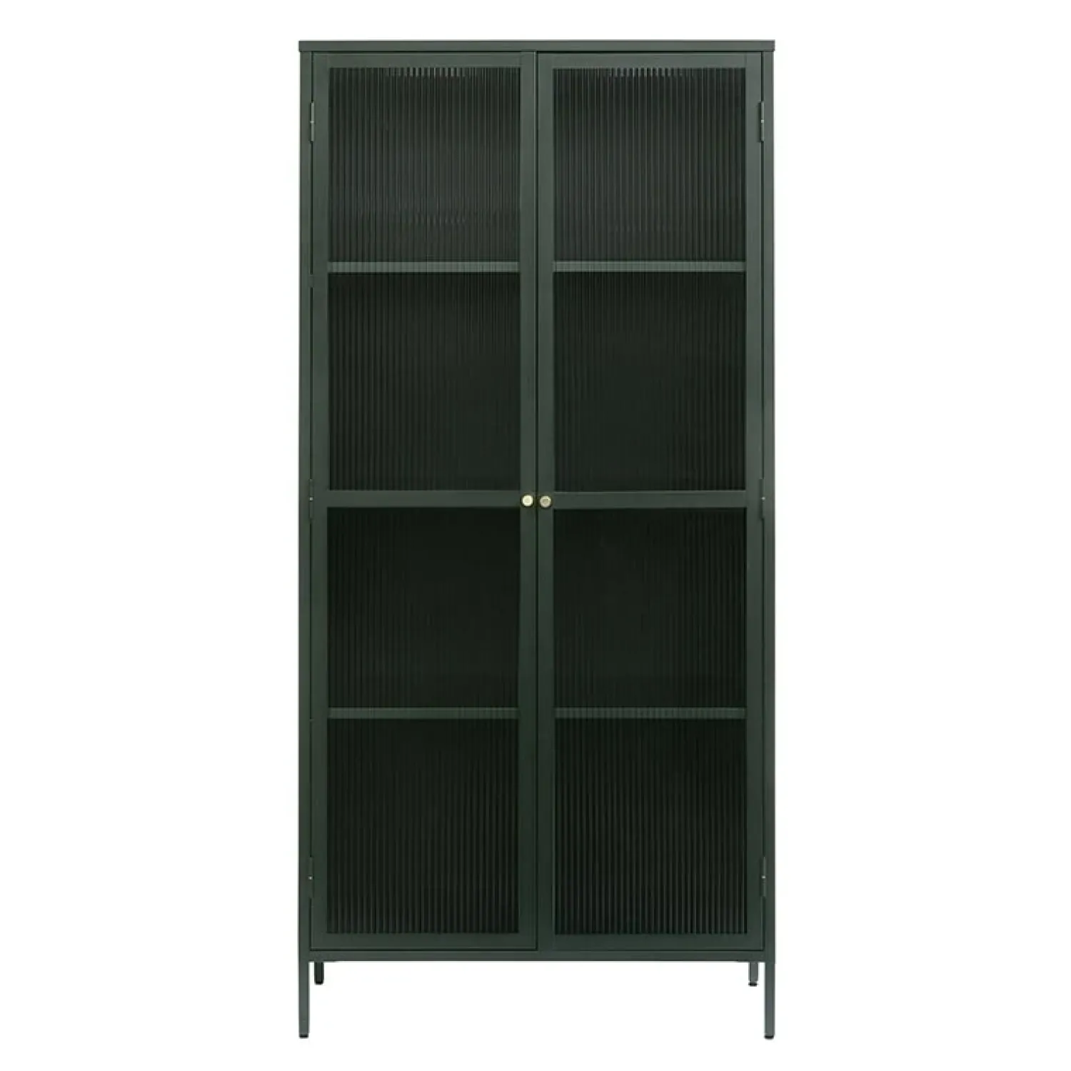 LykkeHome Boekenkasten|Vakkenkasten|Gulltop vitrinekast groen metaal 190cm