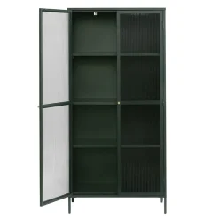 LykkeHome Boekenkasten|Vakkenkasten|Gulltop vitrinekast groen metaal 190cm