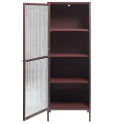 LykkeHome Boekenkasten|Vakkenkasten|Gulltop vitrinekast rood metaal 160cm