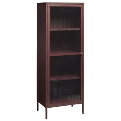 LykkeHome Boekenkasten|Vakkenkasten|Gulltop vitrinekast rood metaal 160cm